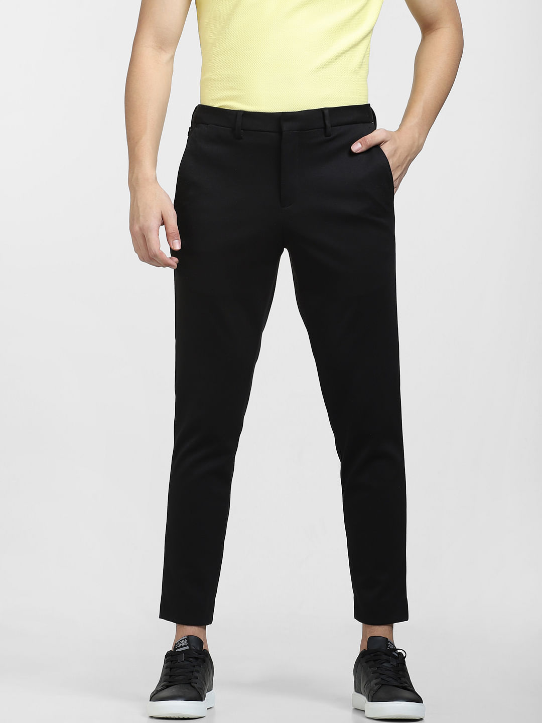 Buy Men Olive Solid Slim Fit Trousers Online - 863723 | Van Heusen